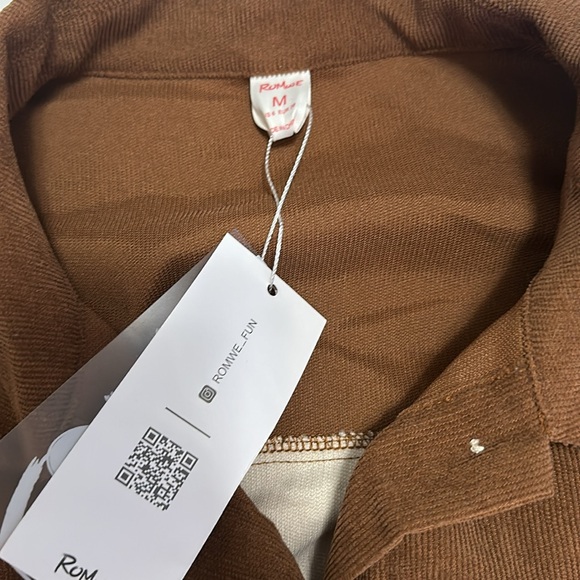 3/$30 NWT Romwe Shirt Jacket Brown Colourblock medium - Picture 5 of 6
